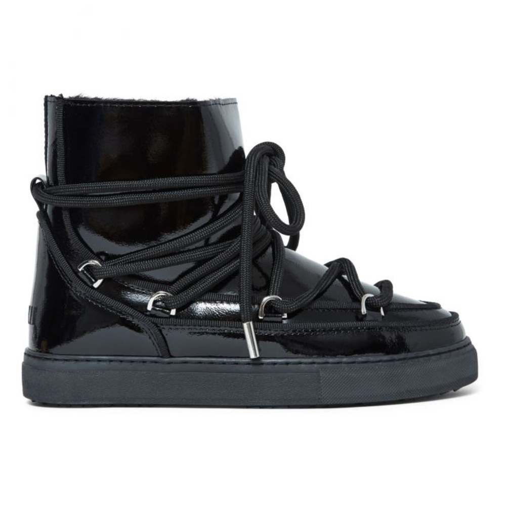 Inuikii Sherling- lined Patent Leather lace-up boot